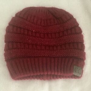 C.C Women’s Red Sequin Beanie w/ Ponytail Hole NEW WITHOUT TAGS